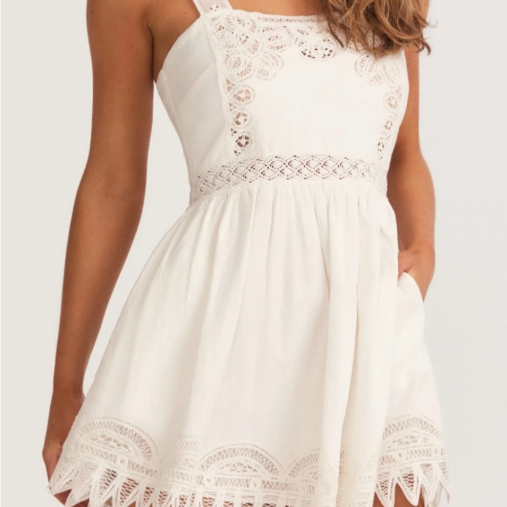 LoveShackFancy Ivory Lace Mini Dress
